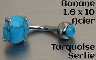 Bananes 1.6 x 10 - turquoise sertie - Acier