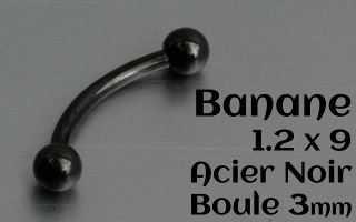 bananes acier Noir 1.2 x 9 - boule 3 mm