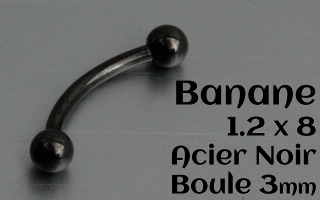 bananes acier Noir 1.2 x 8 - boule 3 mm