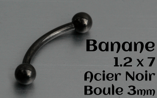 bananes acier Noir 1.2 x 7 - boule 3 mm