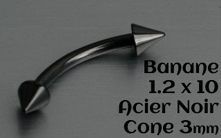 bananes acier Noir 1.2 x 10 - cone 3 mm