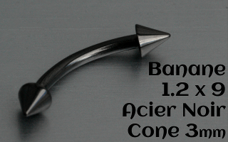 bananes acier Noir 1.2 x 9 - cone 3 mm