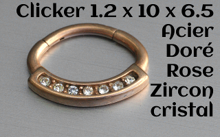 clicker acier dore rose 1.2 x 10 x 6.5