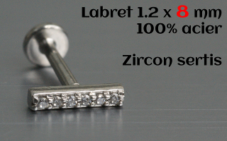 Labret et accessoire acier 1.2 x 8 - vissage interne