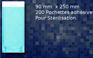 200 pochettes de sterilisation adhésifs 90 x 250 mm