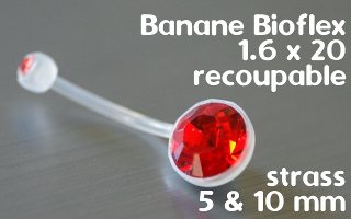 Banane Bioflex 1.6 x 20 recoupable - strass sertis 5 et 10 mm - autoclavable