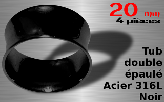 Lot de 4 fledh tub double epaule acier 316 L Noir - diametre 20 mm.