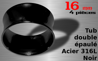 Lot de 4 fledh tub double epaule acier 316 L Noir - diametre 16 mm.