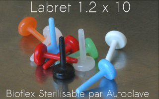 Labret 1.2 x 10 Bioflex sterilisable et implantable