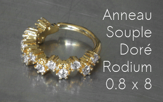 Anneau souple fantaisaie rodium 0.8x8