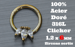 Clicker acier anodise Dore 1.2 x 6 - 100 % Acier - zircon sertis