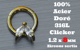 Clicker acier anodise Dore 1.2 x 8 - 100 % Acier - zircon sertis
