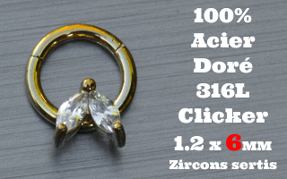 Clicker acier anodise Dore 1.2 x 6 - 100 % Acier - zircon sertis