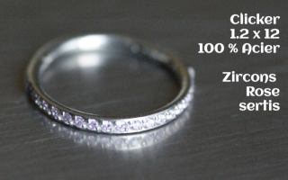 Clicker 1.2 x 12 Acier - zircons Roses sertis