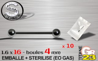 barbell titane sterile 1.6 x 16 - boule 4 mm
