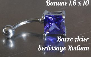 Bananes Acier 1.6 x 10 - zircon serti sur base rodium