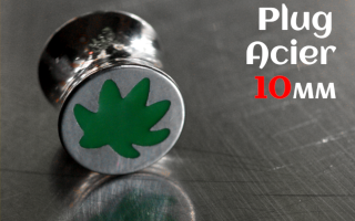 plug acier 10 mm - logo canabis