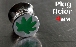 plug acier 4 mm - logo canabis