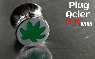 plug acier 2.5 mm - logo canabis