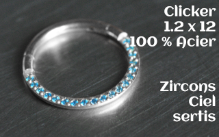 Clicker 1.2 x 12 Acier - zircon ciel serti