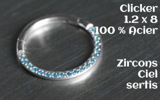 Clicker 1.2 x 8 Acier - zircon ciel serti