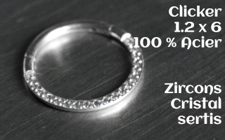 Clicker 1.2 x 6 Acier - zircon cristal serti