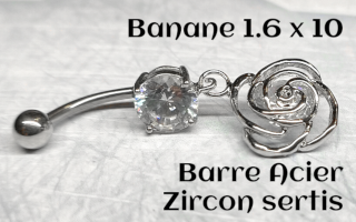 bananes barre acier 1.6 x 10 zircons sertis