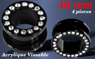 Flesh tunnel vissable 18mm acrylique multi strass