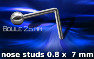 Nose studs avec 0.8 x 7 boule 2.5 mm