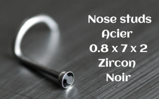 Nose studs 0.8 x 7 - zircon rose noir 2 mm