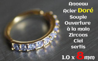 anneau souple ouverture main 1.0 x 8 - zircon ciel
