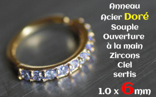 anneau souple ouverture main 1.0 x 6 - zircon ciel