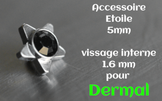 Accessoire acier pour dermal vissage interne 1.6 - diametre 5 mm - zircon noir - etoile