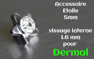 Accessoire acier pour dermal vissage interne 1.6 - diametre 5 mm - zircon cristal - etoile