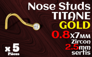 Nose stude titane 0.8 x 7 - grade 23 - swarosky 2.5 mm serti clos.