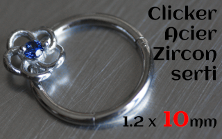clicker 1.2 x 10 Acier - Zircon serti - fleur