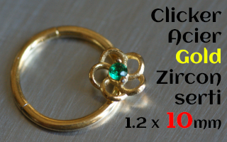 clicker 1.2 x 10 Acier GOLD - Zircon serti