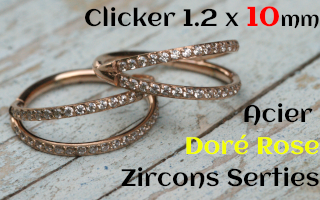 Clicker acier Dore Rose 1.2 x 10 - zircons sertis