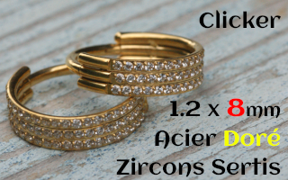 Clicker 1.2 x 8 - zircons sertis - Acier Doré