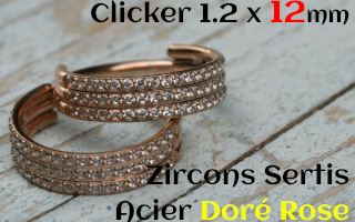 Clicker 1.2 x 12 - zircons sertis - Acier Doré Rose