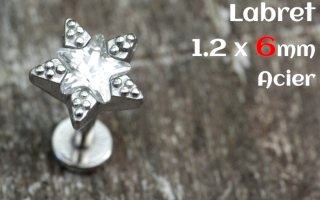 labret 1.2 x 6- Acier - etoile