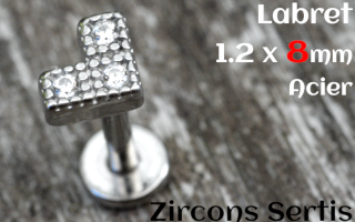 labret 1.2 x 8 - Acier - zircon sertis
