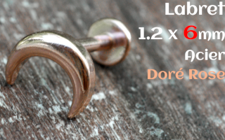labret 1.2 x 6 - Acier dore rose - lune