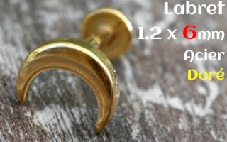 labret 1.2 x 6 - Acier dore - lune