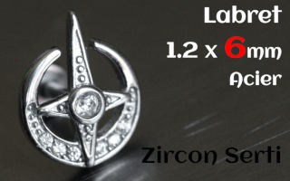 Labret 1.2 x 6 Acier zircon sertis