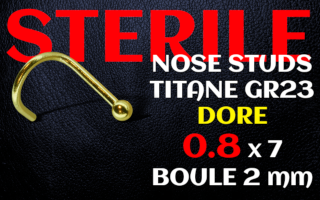 Nose stud titane doré STERILE 0.8 x 7 - boule 2 mm