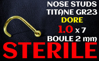 Nose stud titane doré STERILE 1.0 x 7 - boule 2 mm