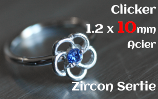 Clicker acier 1.2 x 10 - zircon serti - fleur