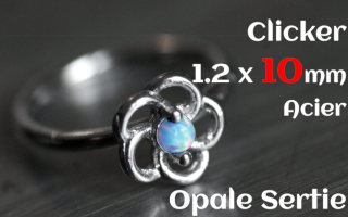 Clicker acier 1.2 x 10 - opale sertie - fleur