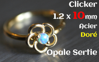 Clicker acier Dore 1.2 x 10 - opale sertie - fleur